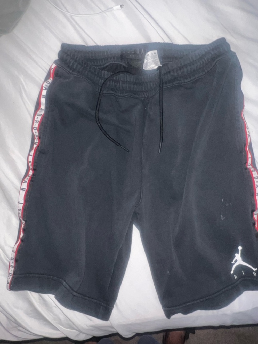 Jordan Black Athletic Shorts with Red-Trim Side, M